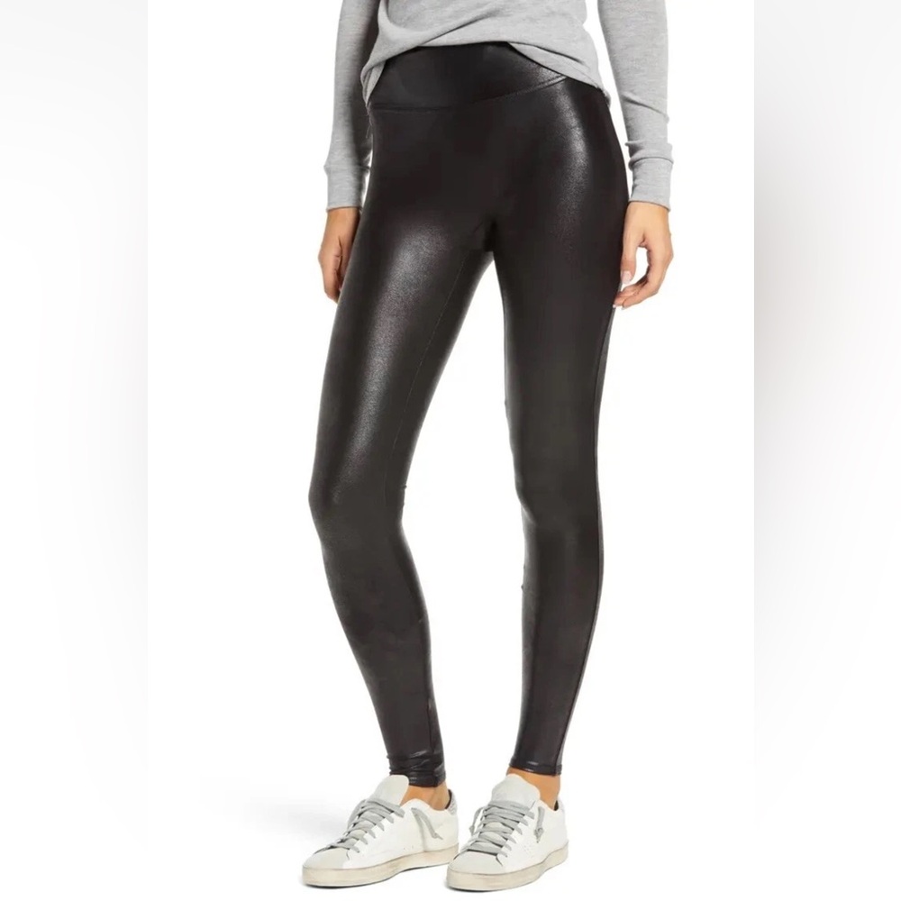 Spanx Faux Leather Leggings 2437Q Black Petite Medium
